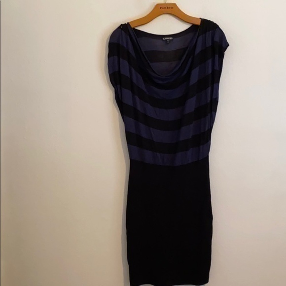 EXPRESS PURPLE & BLACK STRIPED DRESS SIZE MEDIUM